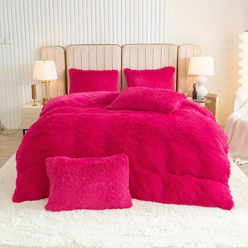 Cozy Soft Plush Duvet Cover Set with Zipper