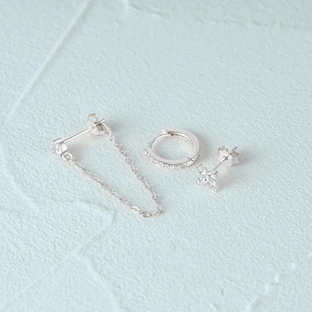Delicate Flower Drop Tassel Earring Set