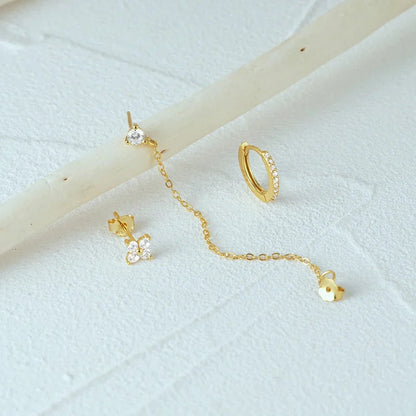 Delicate Flower Drop Tassel Earring Set