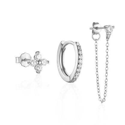 Delicate Flower Drop Tassel Earring Set