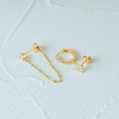 Delicate Flower Drop Tassel Earring Set