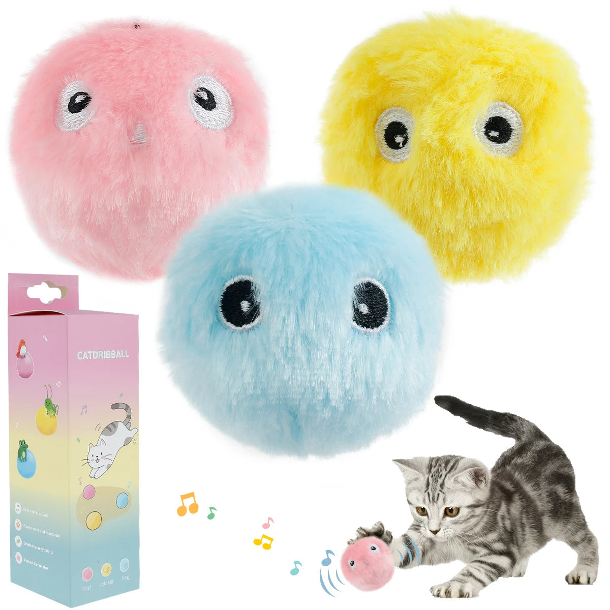Fun Cat Toy Balls with Realistic Animal Sounds - Befez