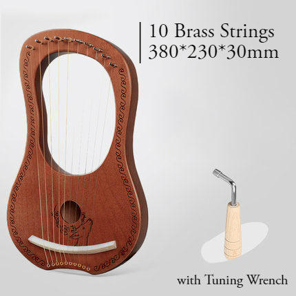Classic Mahogany Lyre Harp with Brass Strings for All Ages