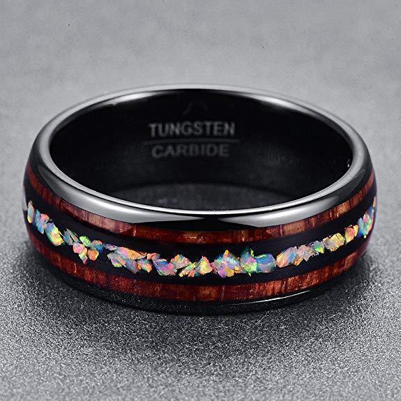 Unique Wooden Tungsten Wedding Ring