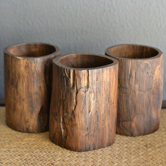 Rustic Wood Desk Pen Holder - Natural Home Office Decor - Befez