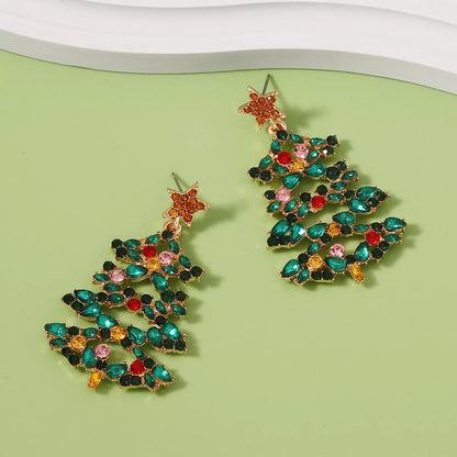 Sparkly Xmas Tree Stud Earrings with Glitter