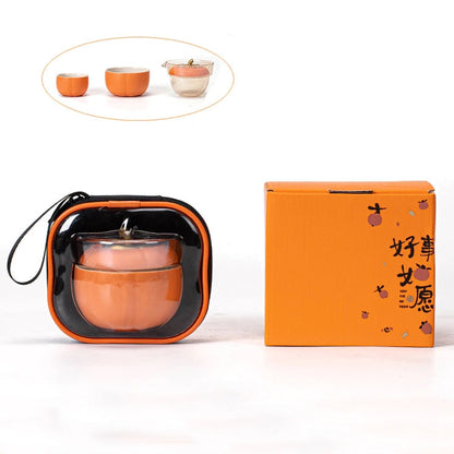 Small Ceramic Pumpkin Tea Pot Set