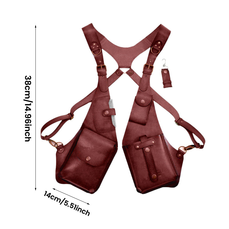 Vintage Leather Crossbody Satchel Bag with Strap