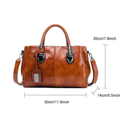 Premium Wax Leather Tote Handbag