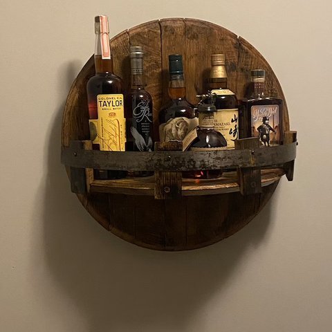 Whiskey Barrel Display Shelf