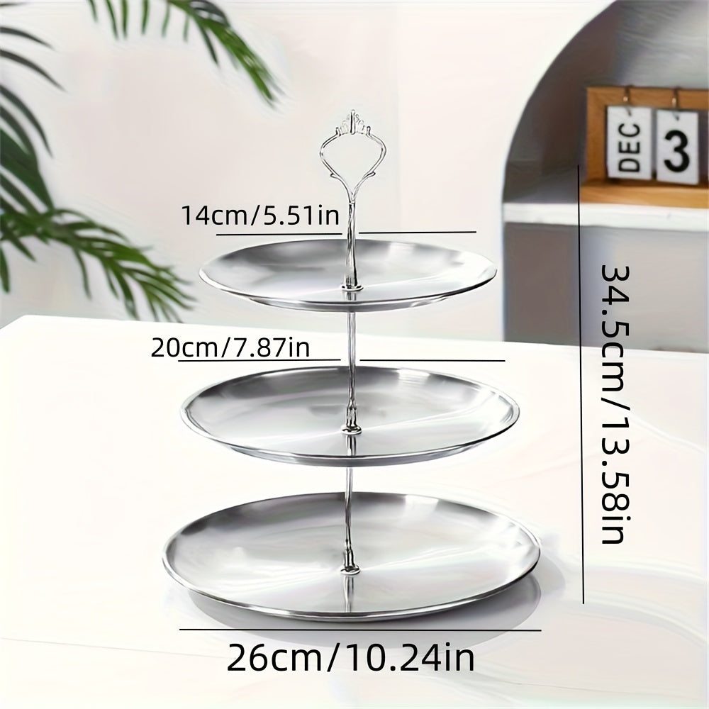 Stainless Steel Triple Serving Platter for Parties