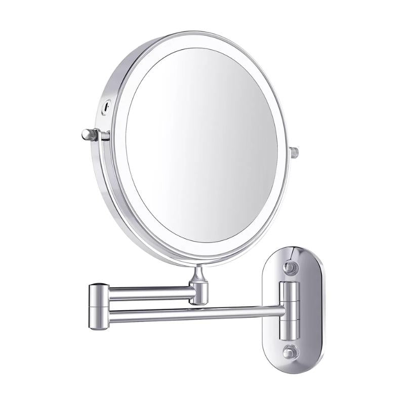 Compact Rechargeable LED Makeup Mirror with 10x Zoom