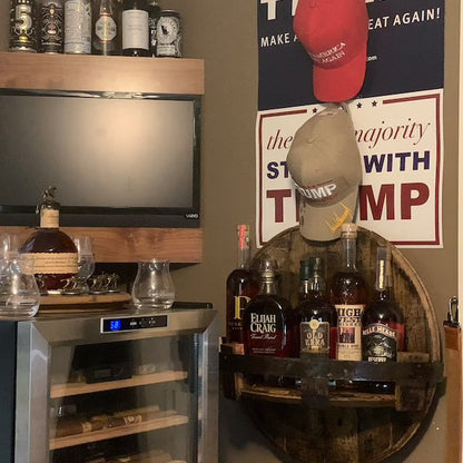 Whiskey Barrel Display Shelf