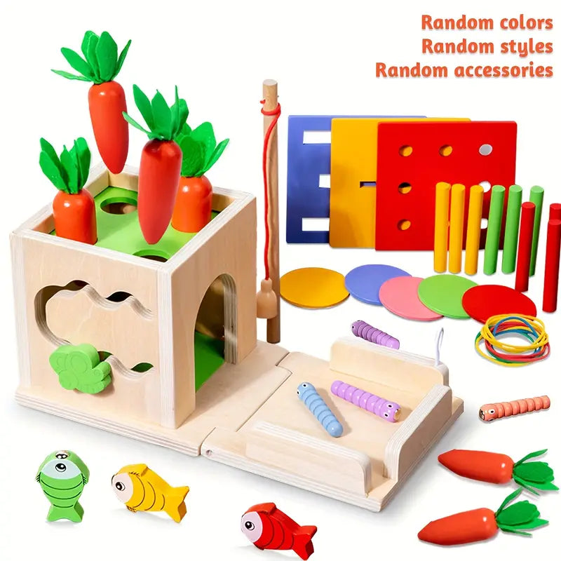 Kids Wooden Learning Playset Toy Box