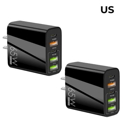 Compact 6 Port Fast Charger 65W US Plug