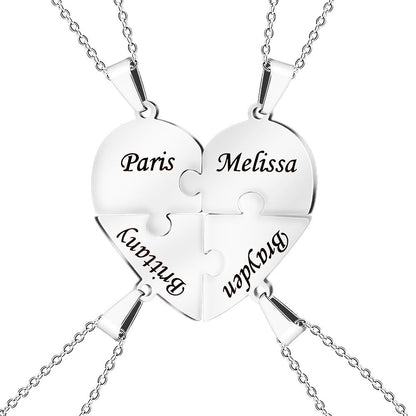 Customizable Love Heart Shaped Puzzle Necklace