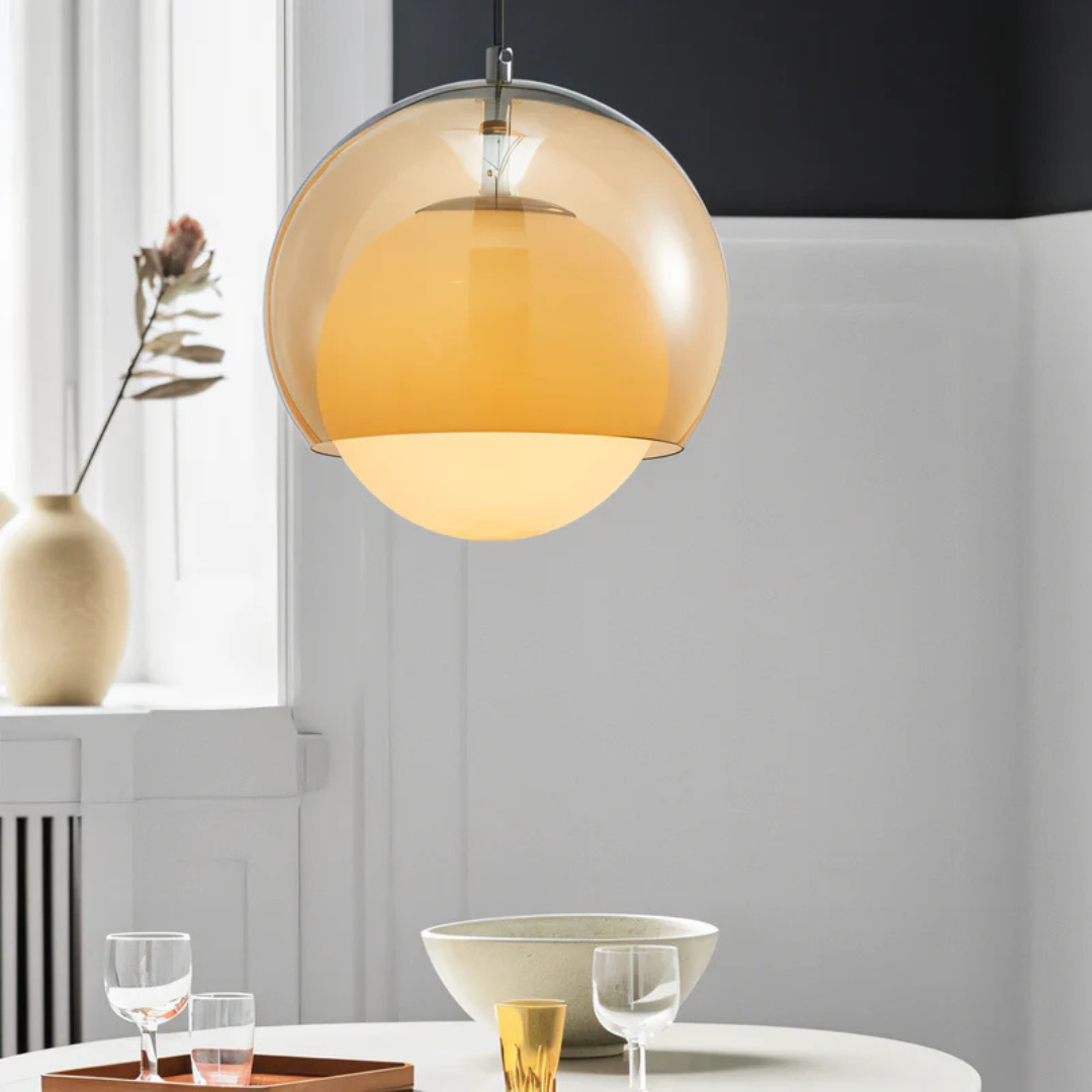 Vintage Hanging Glass Light Fixture