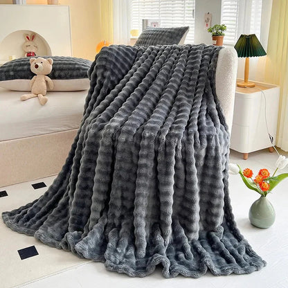 Soft Plush Bubble Fleece Throw Blanket
