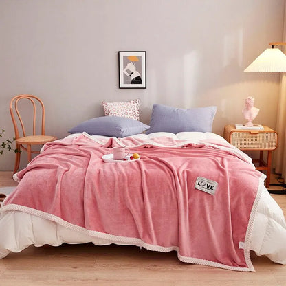 Soft Pink Plush Throw Blanket