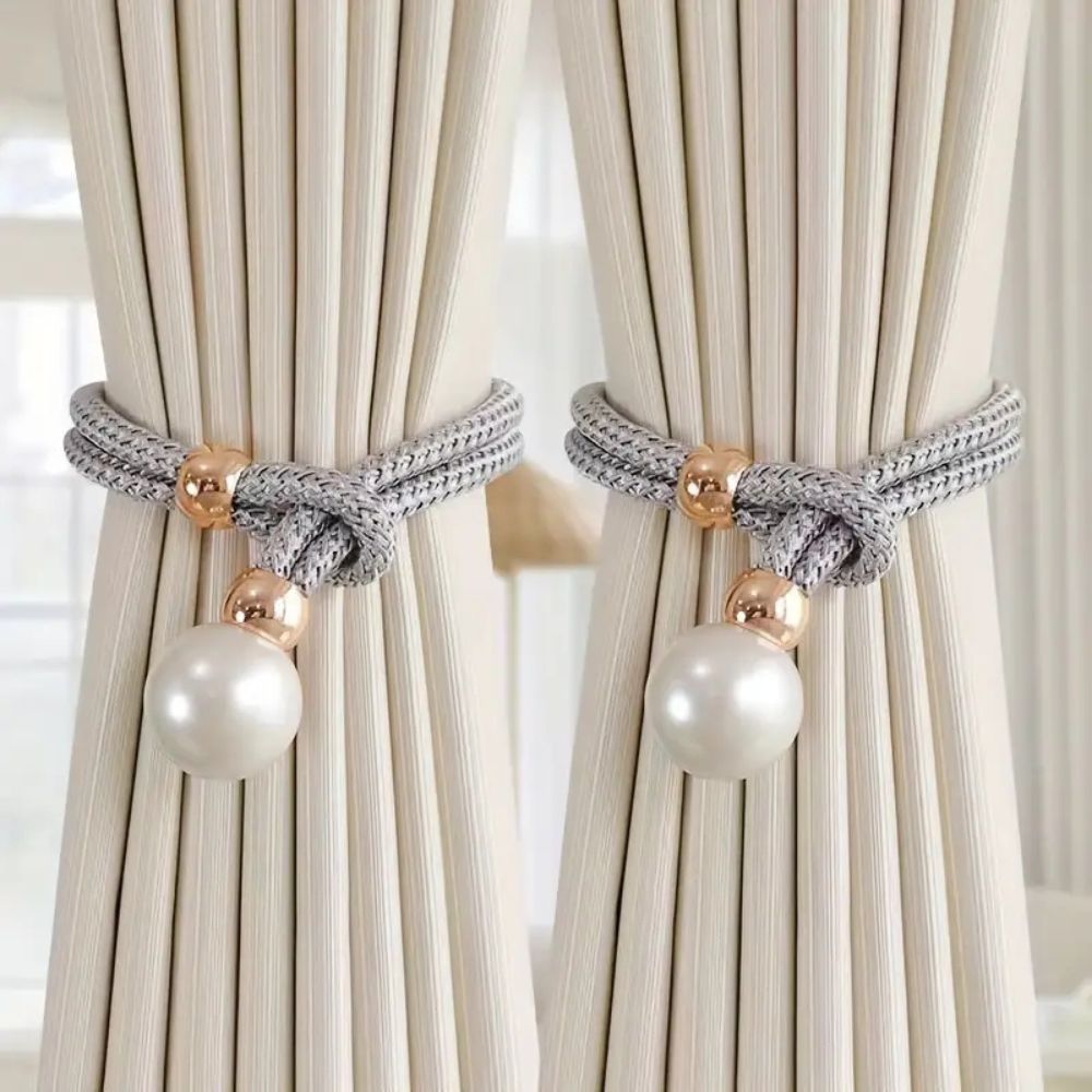 Shiny Pearl Curtain Tieback 2 Piece Set