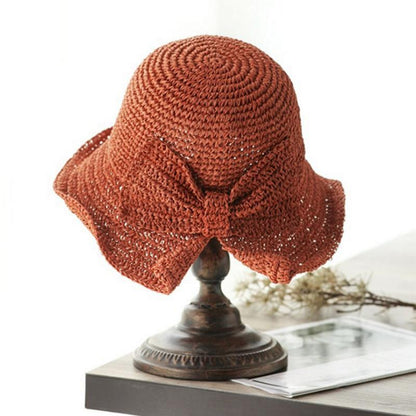 Classic Foldable Straw Hat with Ribbon