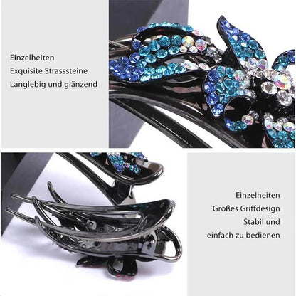 Glittery Floral Double Hair Barrette
