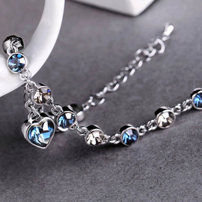 Beautiful Blue Crystal Heart Bracelet