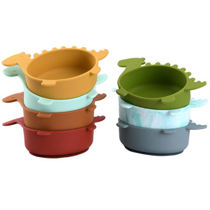 Soft Silicone Baby Bowl - Fun Dinosaur Grip Bowl