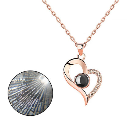 Romantic Heart Necklace with 100 Languages of Love