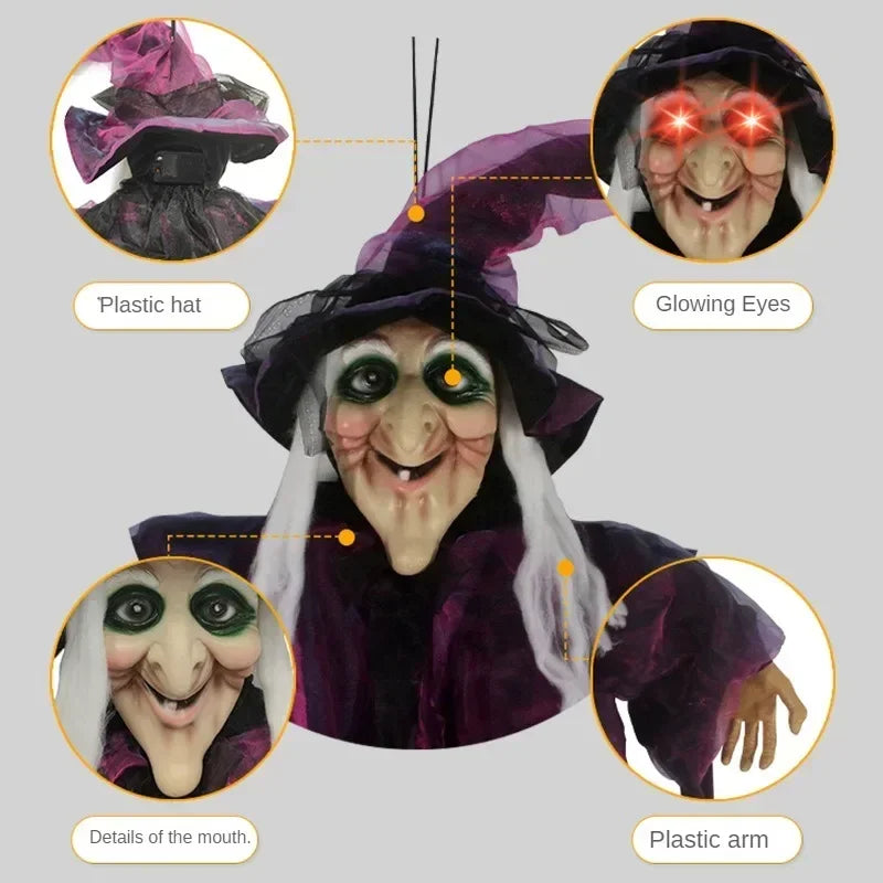 Spooky Halloween Witch Decoration with Lights and Sound