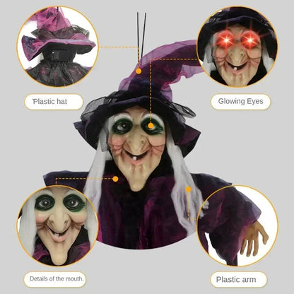 Spooky Halloween Witch Decoration with Lights and Sound