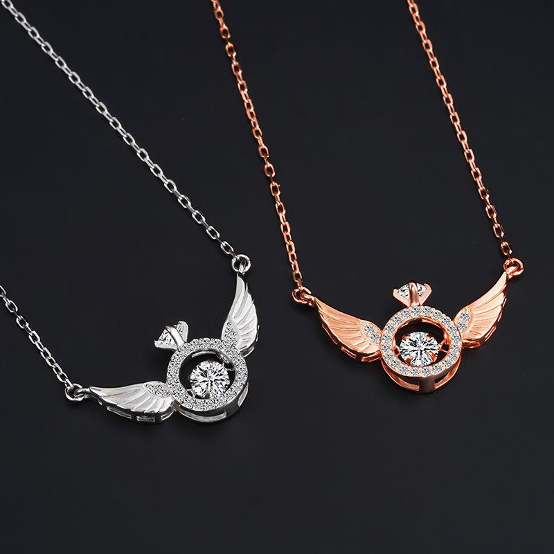 Sparkly Wing Crystal Pendant Necklace