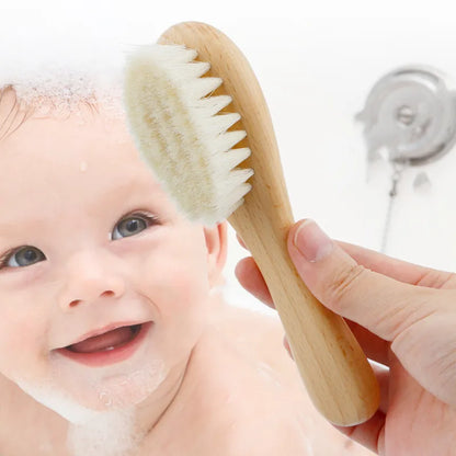Gentle Baby Hair Brush Set with Wood Comb