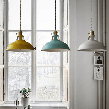 Retro Pastel Pendant Light - Chic Metal Glow