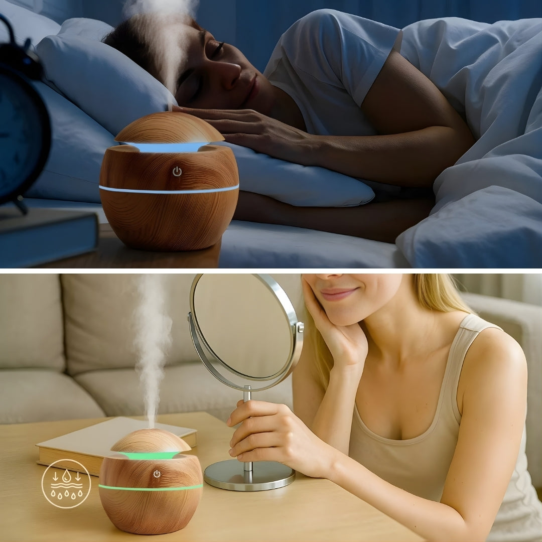 Soothing Cool Mist LED Nightlight - Wooden Finish