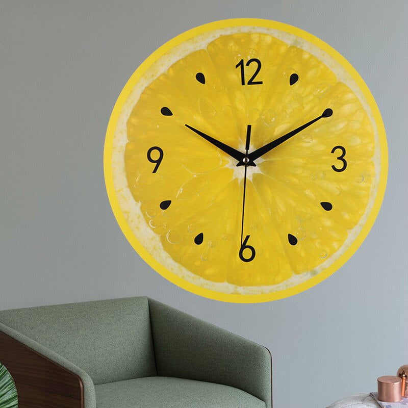 Bright Yellow Citrus Kitchen Wall Clock