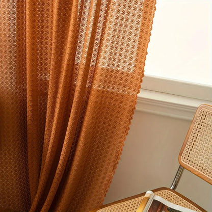 Warm Yellow Crochet Window Curtain Panel