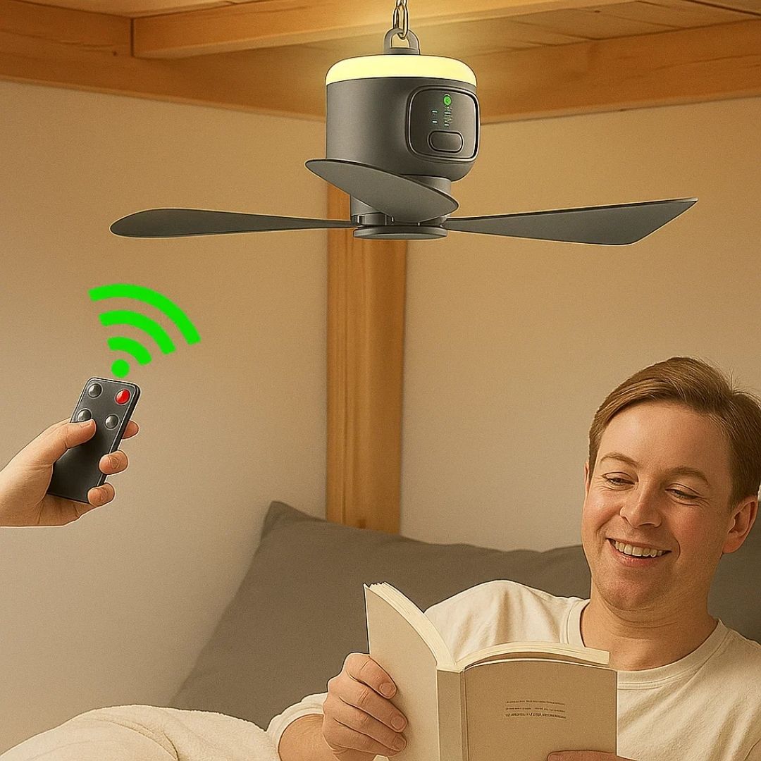 Rechargeable Ceiling Fan with LED Light