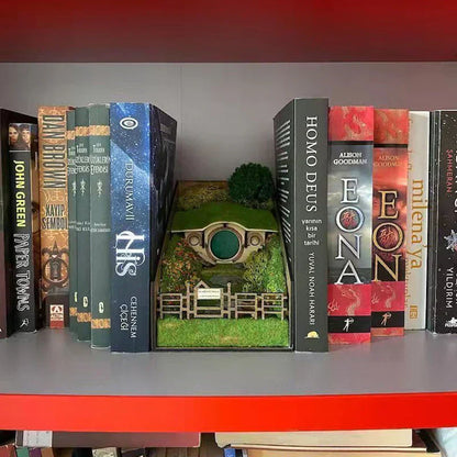 Unique Wooden Book Stands with Mini Scene Design