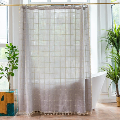 Soft Cotton Shower Curtain with Fringe Waterproof Bathroom Decor