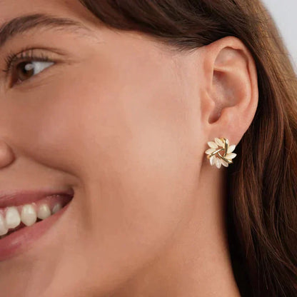 Elegant Gemstone Flower Stud Earrings