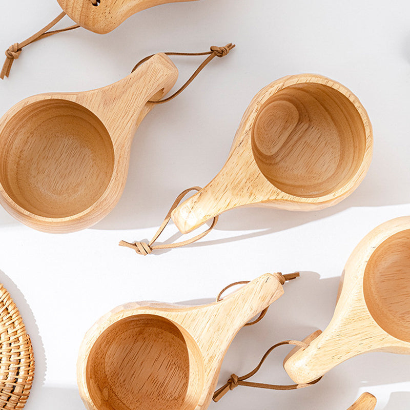 Natural Wood Tea Cup Set
