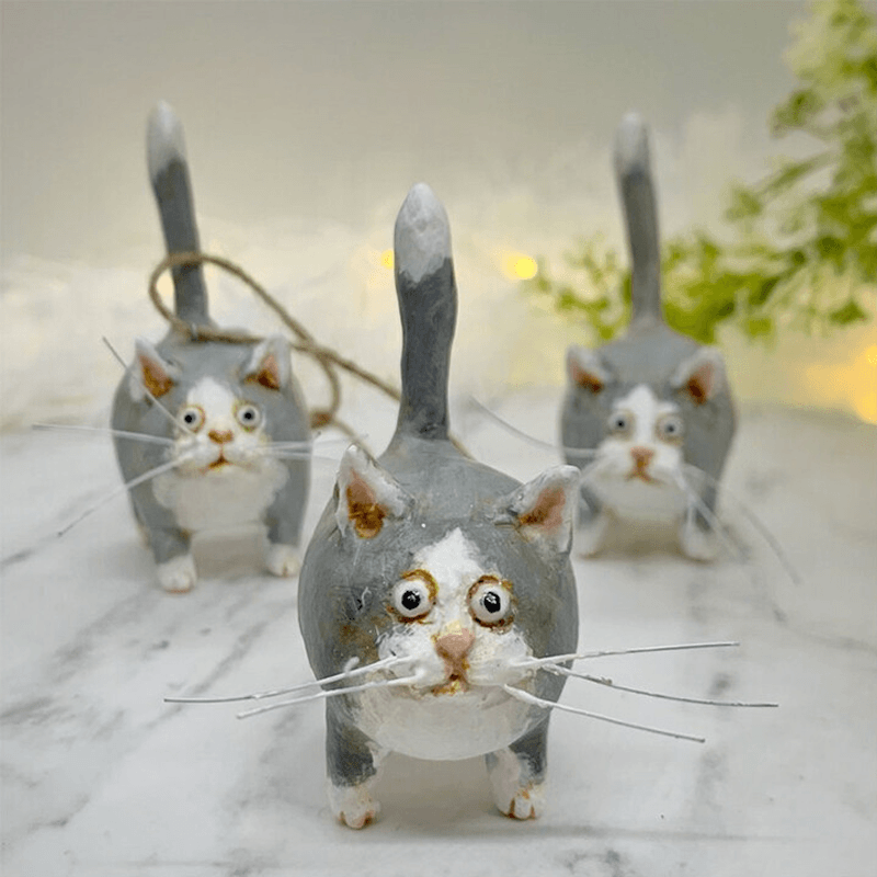 Unique Handmade Kitty Xmas Tree Ornament