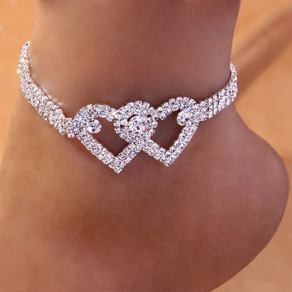 Sparkling Heart Glitter Anklet