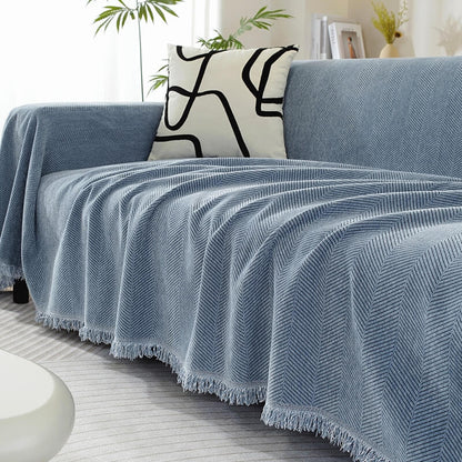 Soft Chenille Throw Blanket with Tassels