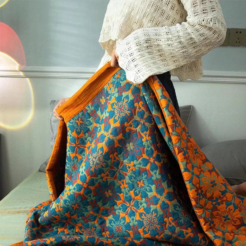 Colorful Patchwork Six Layer Cotton Bed Quilt