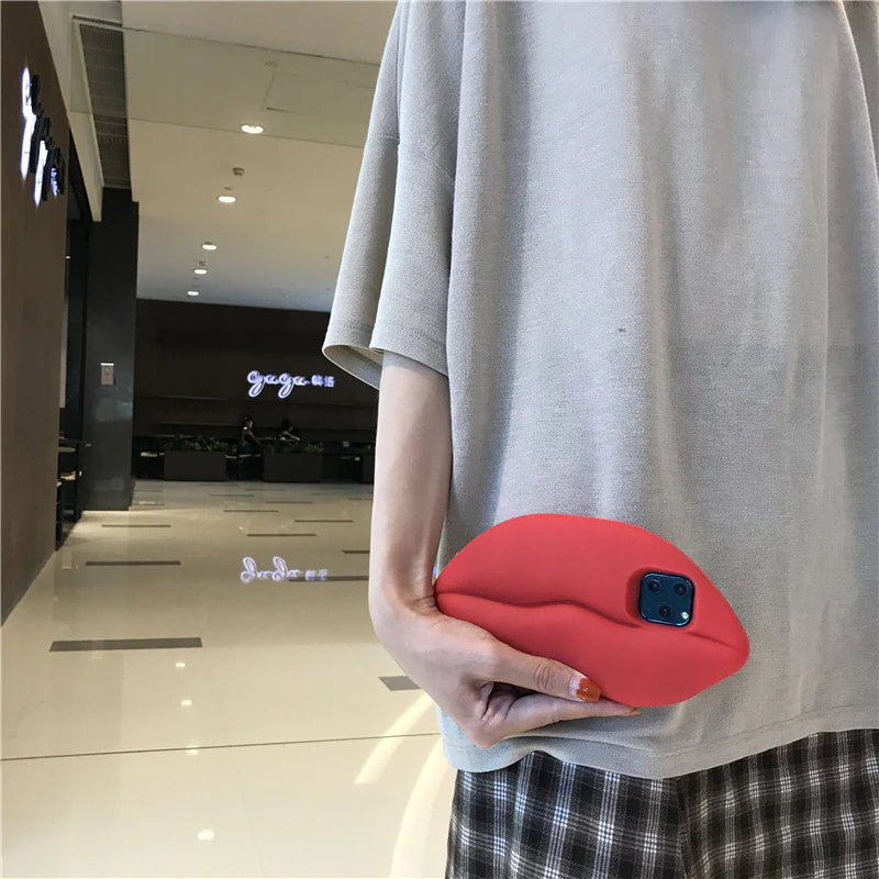 Bold Red Lip Print Silicone iPhone Case
