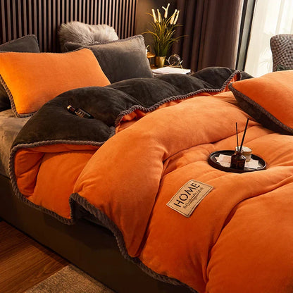 Soft Velvet Fleece Bedding Duvet Cover Set
