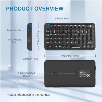 Compact 2-in-1 Wireless Portable Keyboard