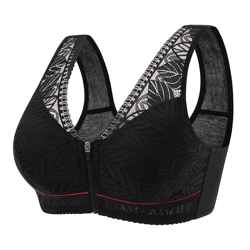 Simple Lace Bralette with Front Zip Closure